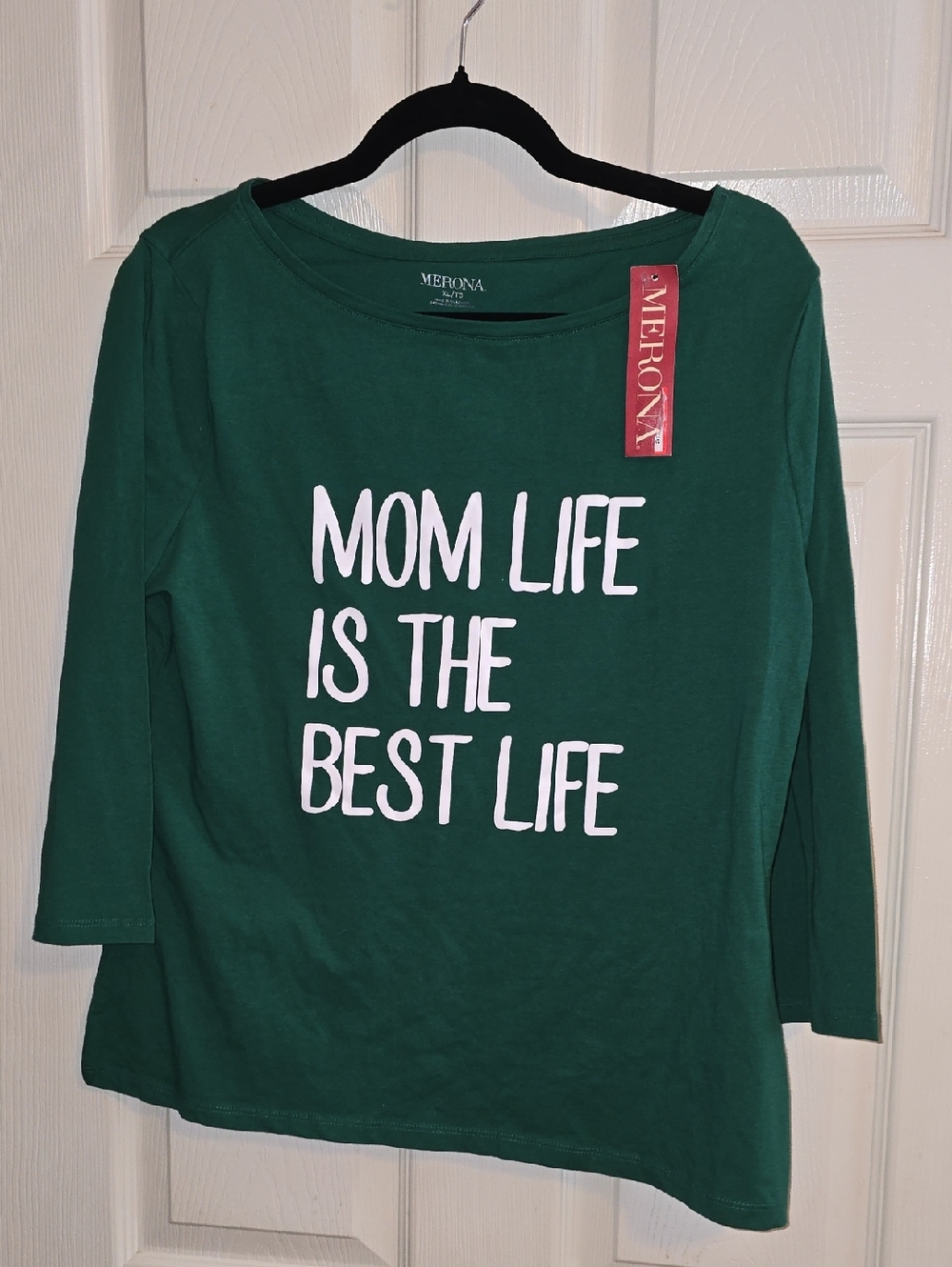 Merona Forest Green Long Sleeve Tee with White‎ Graphic